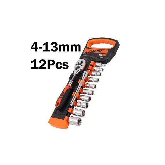 مجموعه سوکت و جغجغه 1/4 اینچ، 12 عددی برای انجام کارهای دقیق | KSEIBI