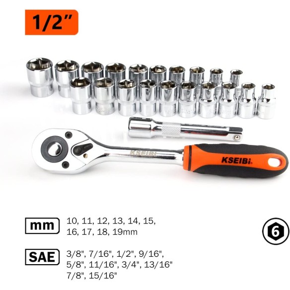 مجموعه سوکت و جغجغه 1/2 اینچ – برند کسیبی | KSEIBI