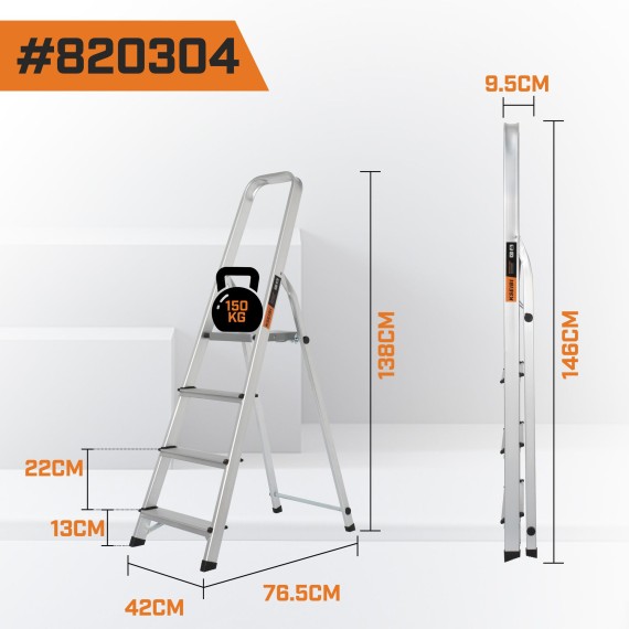 Household Aluminum Ladder – Lightweight Folding Step Stool | KSEIBI