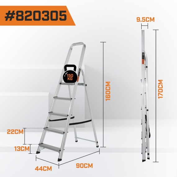 Household Aluminum Ladder – Lightweight Folding Step Stool | KSEIBI