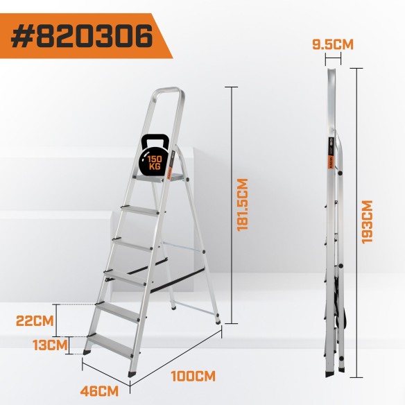 Household Aluminum Ladder – Lightweight Folding Step Stool | KSEIBI