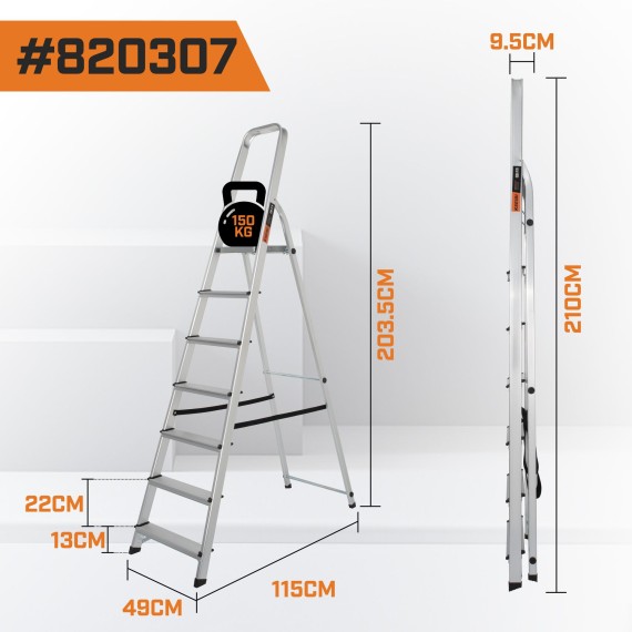 Household Aluminum Ladder – Lightweight Folding Step Stool | KSEIBI