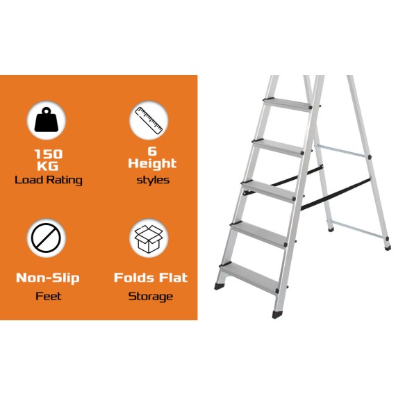 Household Aluminum Ladder – Lightweight Folding Step Stool | KSEIBI