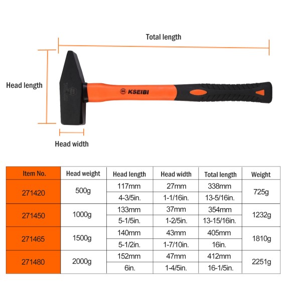 مطرقة حداد بقبضة ProGrip لسهولة الاستخدام والدقة العالية | KSEIBI