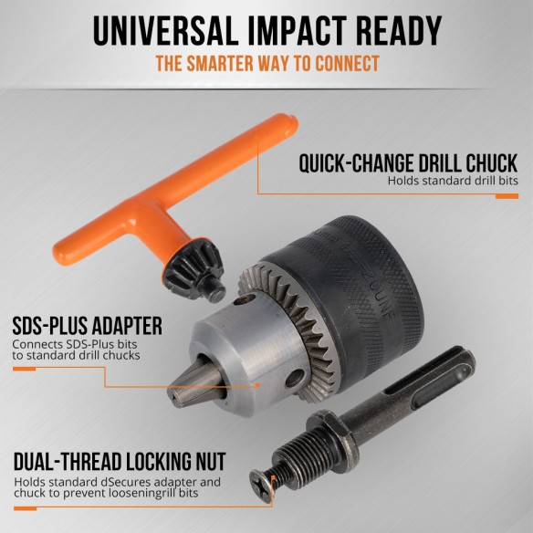 High-Quality Drill Chuck Set with Key and Adapter | KSEIBI