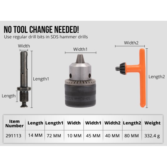 High-Quality Drill Chuck Set with Key and Adapter | KSEIBI