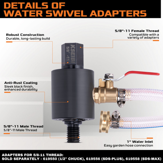 High-Quality Diamond Wet Core Water Swivel Adapter | KSEIBI