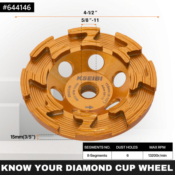 High-Quality Diamond Cup Grinding Wheel with Z-Segment and Integrated Flange | KSEIBI