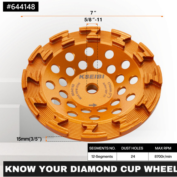 High-Quality Diamond Cup Grinding Wheel with Z-Segment and Integrated Flange | KSEIBI