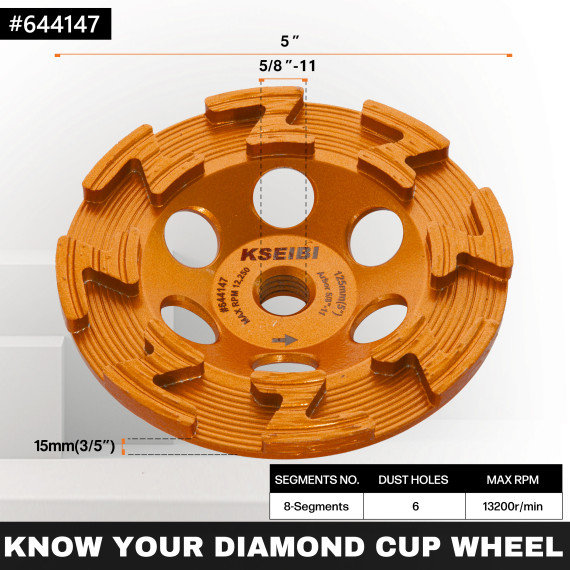 High-Quality Diamond Cup Grinding Wheel with Z-Segment and Integrated Flange | KSEIBI