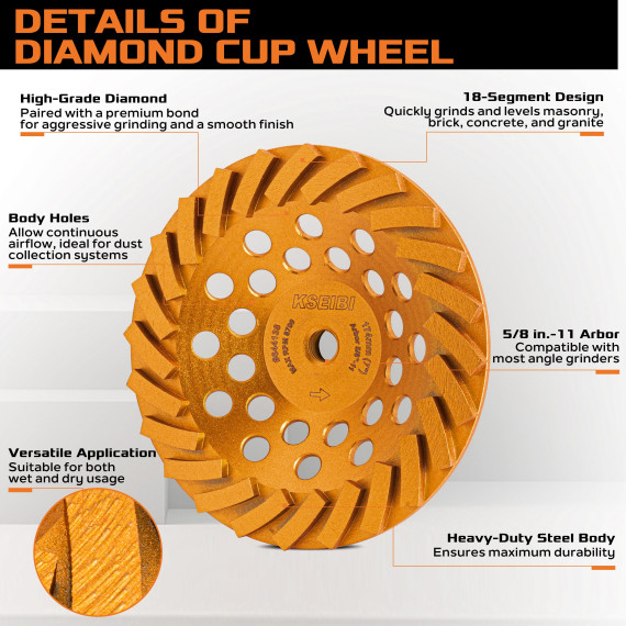 High-Quality Diamond Cup Wheel for Turbo / W Flange | KSEIBI