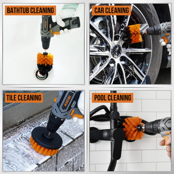 1/4英寸六角柄电钻清洁刷套装（3支）—除锈去污多功能刷头 | KSEIBI