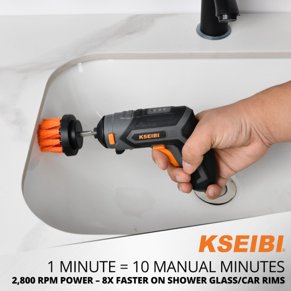 Drill Cleaning Brush 1/4" Hex Shank 3-Piece Set | KSEIBI