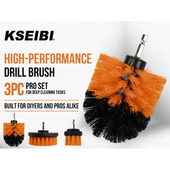 Drill Cleaning Brush 1/4" Hex Shank 3-Piece Set | KSEIBI
