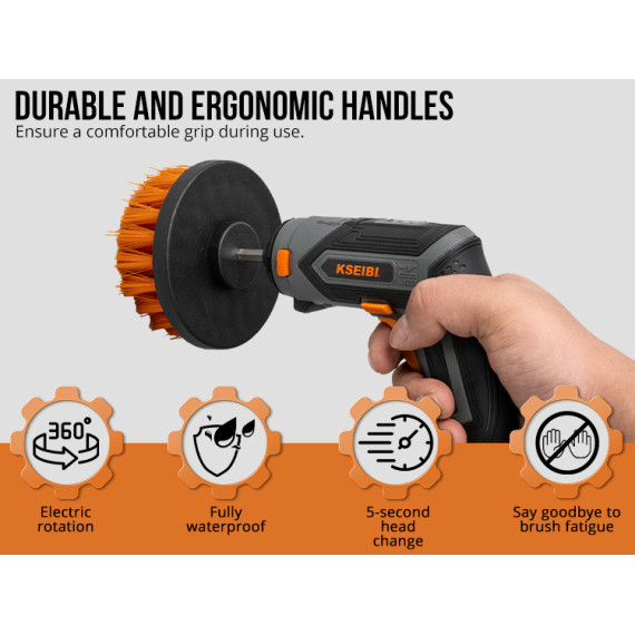 1/4英寸六角柄电钻清洁刷套装（3支）—除锈去污多功能刷头 | KSEIBI