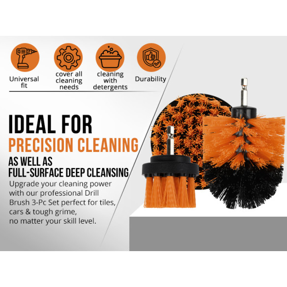 Drill Cleaning Brush 1/4" Hex Shank 3-Piece Set | KSEIBI
