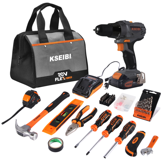 Powerful Cordless Drill Set with XL Battery | KSEIBI