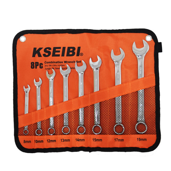 High-Quality 8-Piece Combination Wrench Set in Convenient Cloth Bag | KSEIBI