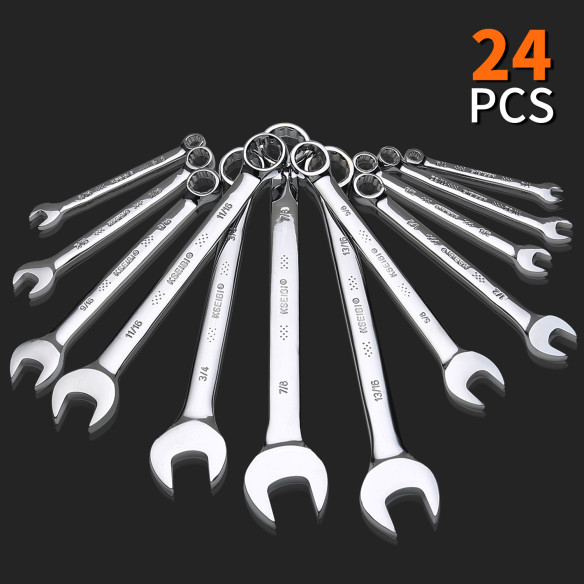 Premium 24-Piece Combination Wrench Set for Versatile Mechanics | KSEIBI