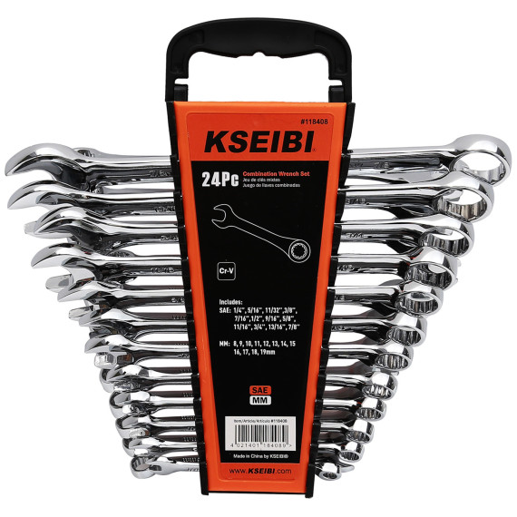 Premium 24-Piece Combination Wrench Set for Versatile Mechanics | KSEIBI