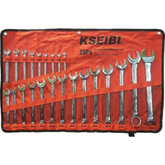 Premium 23-Piece Combination Wrench Set with Cloth Bag | KSEIBI