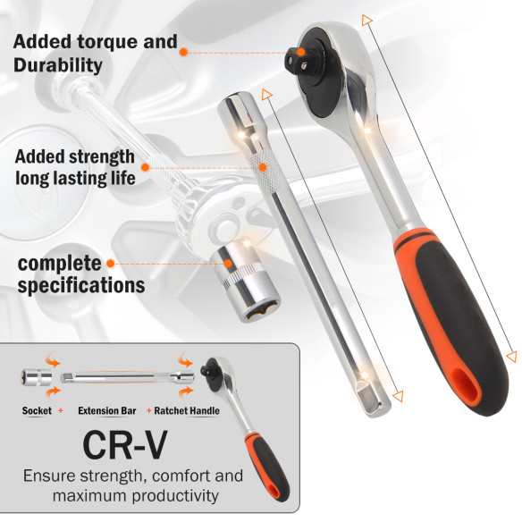 طقم مفاتيح سوكيت CR-V الشهير بـ 77 قطعة | KSEIBI