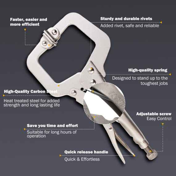 High-Quality C-Clamp Locking Plier for Secure Gripping | KSEIBI