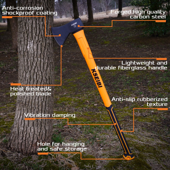 Durable Fiberglass Handle Axe for Heavy Duty Work | KSEIBI