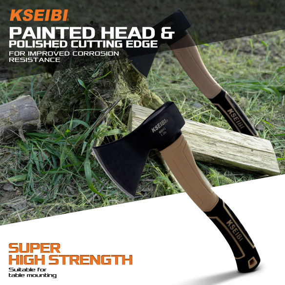 Durable 600g Axe with Fiberglass Handle in Tuscan Brown | KSEIBI