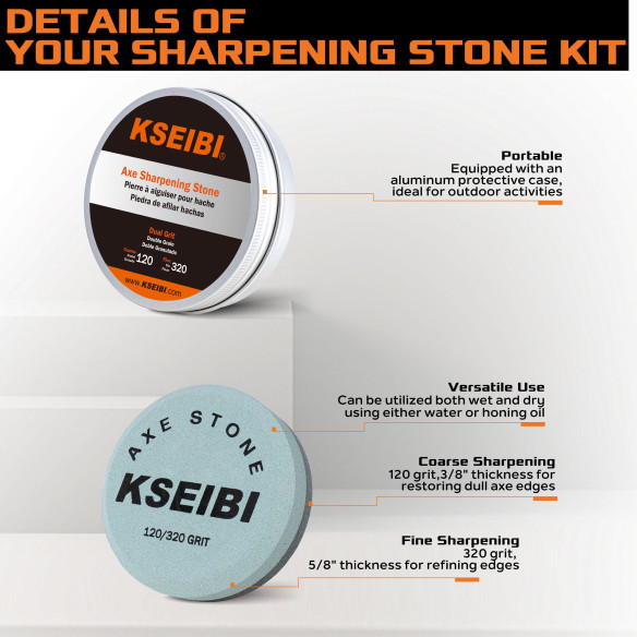 Premium Axe Sharpening Stone Kit for Precision Blade Maintenance | KSEIBI