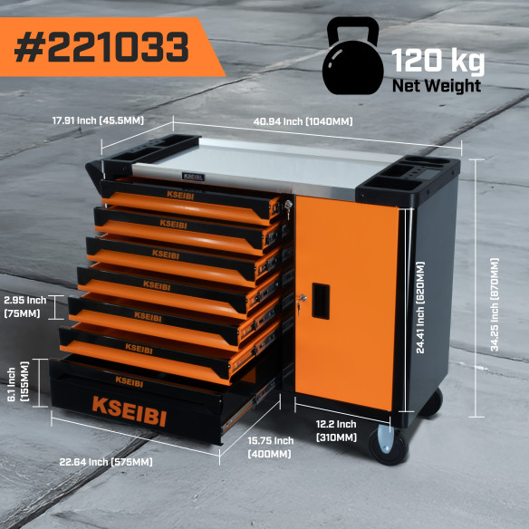 Organize Your Tools with our 7-Drawer Tool Cabinet W/Door | KSEIBI
