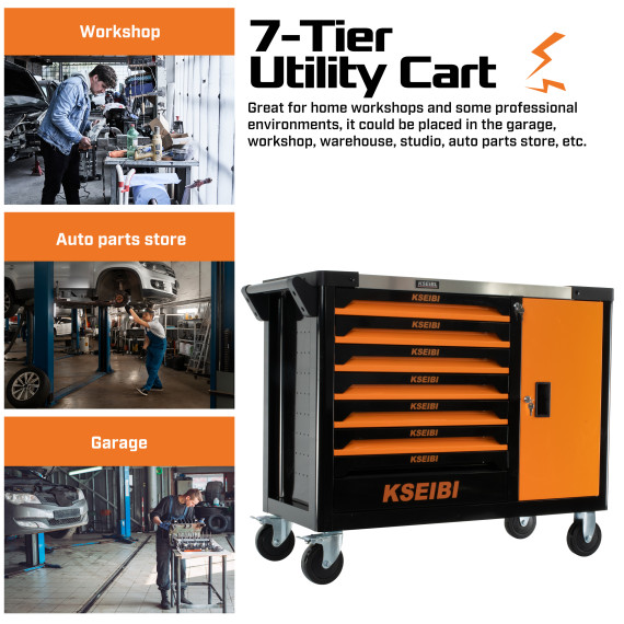 Organize Your Tools with our 7-Drawer Tool Cabinet W/Door | KSEIBI