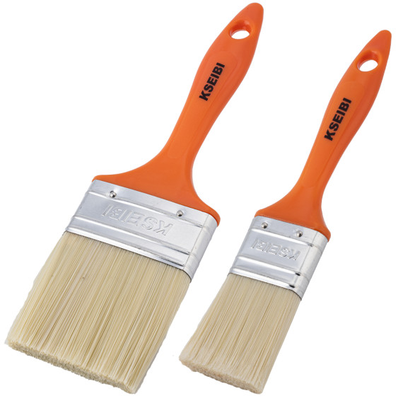 Premium Plastic Handle White Paint Brush - Orange for Professional Painting Projects | KSEIBI