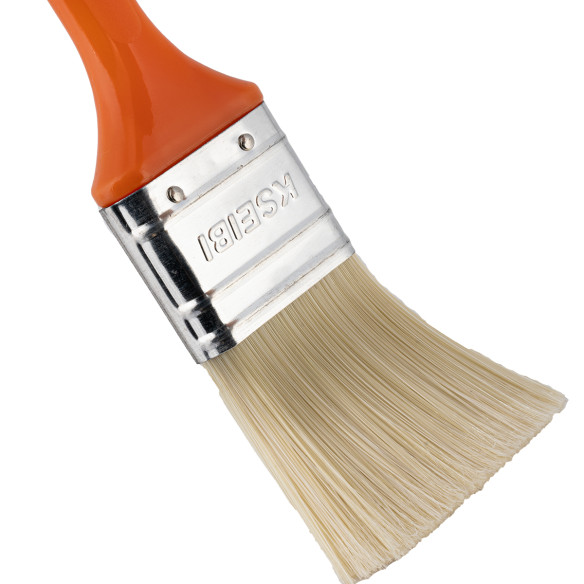 Premium Plastic Handle White Paint Brush - Orange for Professional Painting Projects | KSEIBI