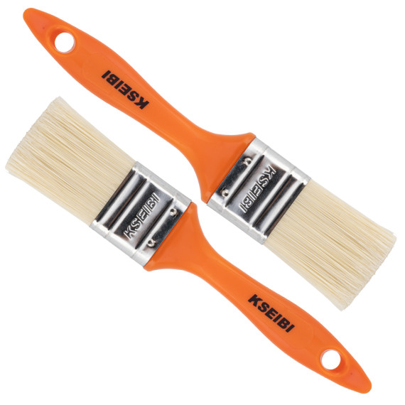 Premium Plastic Handle White Paint Brush - Orange for Professional Painting Projects | KSEIBI