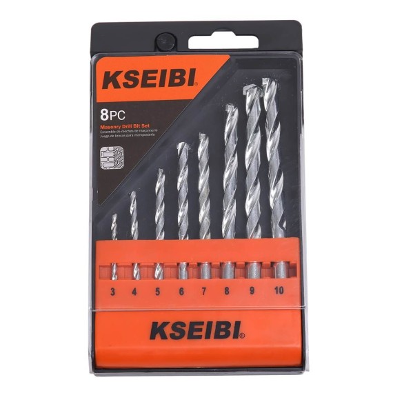 8Pcs Masonry Drill Bits Set With Plastic Case, power tool accessories, multi-purpose masonry drill bits kit.